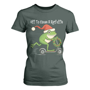 Off To Cause A Kerfuffle T Shirt For Women Funny Frog Christmas TS14 Dark Forest Green Print Your Wear