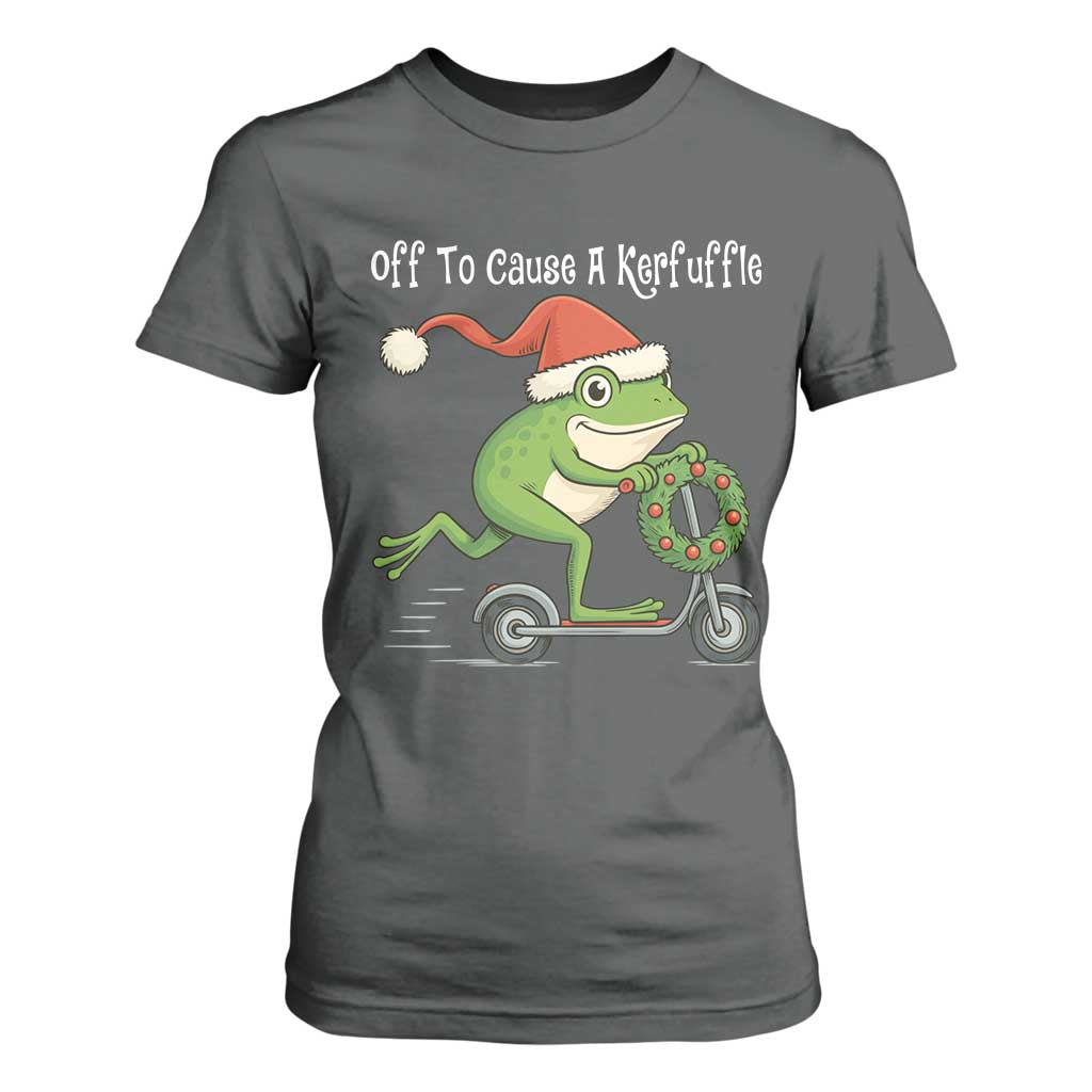 Off To Cause A Kerfuffle T Shirt For Women Funny Frog Christmas TS14 Dark Heather Print Your Wear