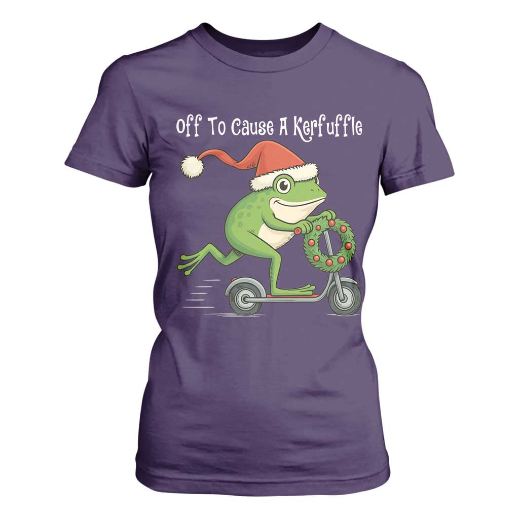 Off To Cause A Kerfuffle T Shirt For Women Funny Frog Christmas TS14 Purple Print Your Wear