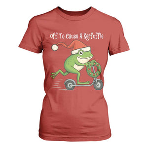 Off To Cause A Kerfuffle T Shirt For Women Funny Frog Christmas TS14 Red Print Your Wear