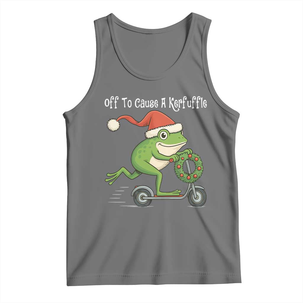 Off To Cause A Kerfuffle Tank Top Funny Frog Christmas TS14 Black Heather Print Your Wear
