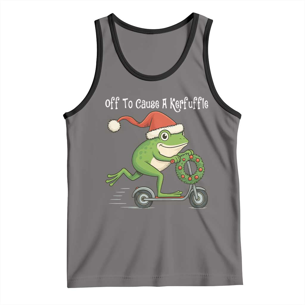 Off To Cause A Kerfuffle Tank Top Funny Frog Christmas TS14 Deep Heather Black Print Your Wear