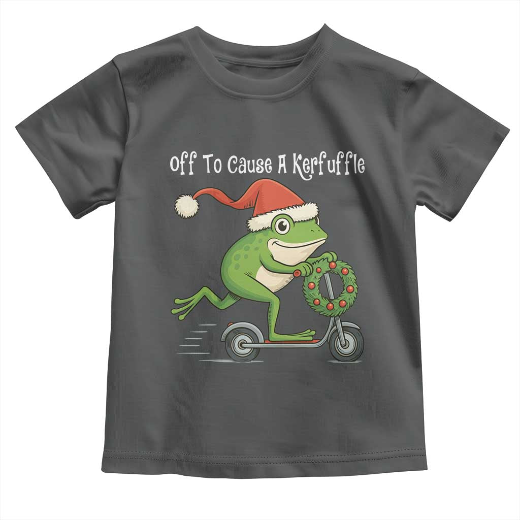 Off To Cause A Kerfuffle Toddler T Shirt Funny Frog Christmas TS14 Dark Heather Print Your Wear