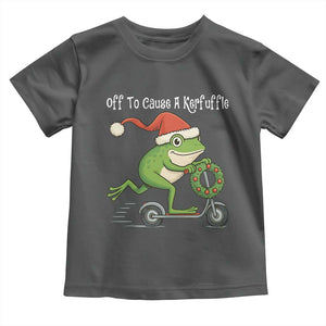 Off To Cause A Kerfuffle Toddler T Shirt Funny Frog Christmas TS14 Dark Heather Print Your Wear