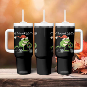 Off To Cause A Kerfuffle Tumbler With Handle Funny Frog Christmas TS14 Print Your Wear