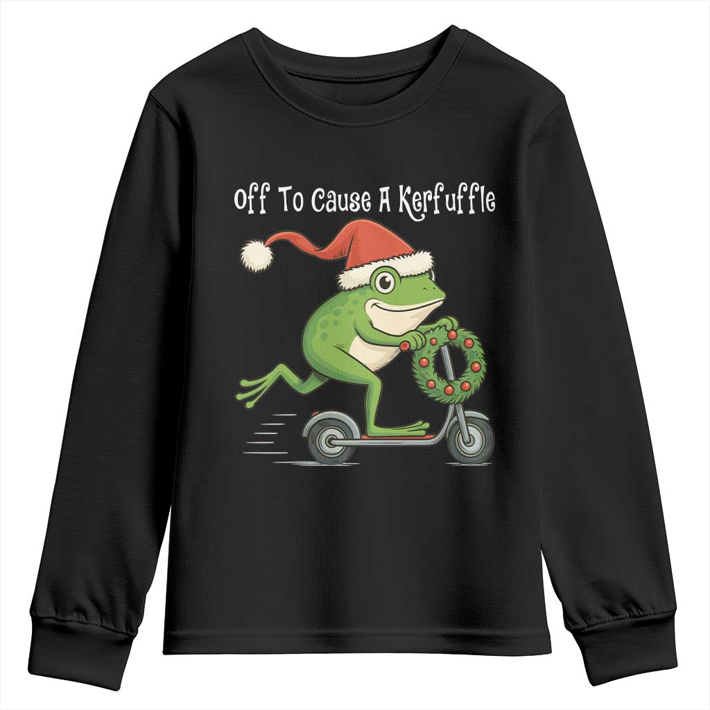 Off To Cause A Kerfuffle Youth Sweatshirt Funny Frog Christmas TS14 Black Print Your Wear