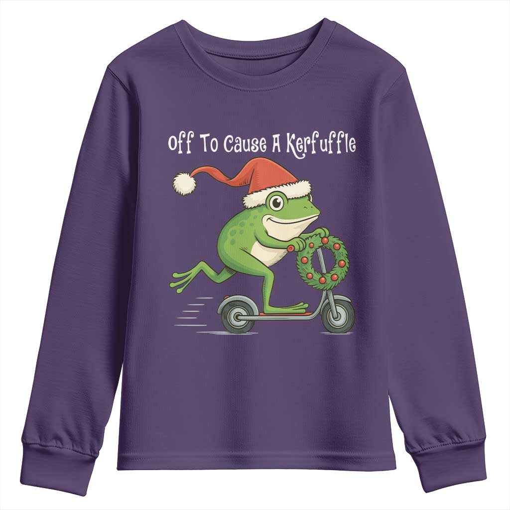 Off To Cause A Kerfuffle Youth Sweatshirt Funny Frog Christmas TS14 Purple Print Your Wear
