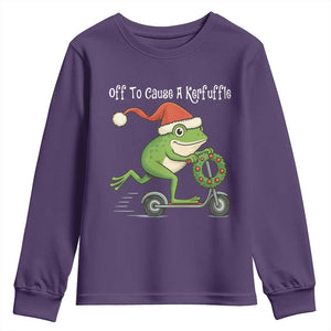 Off To Cause A Kerfuffle Youth Sweatshirt Funny Frog Christmas TS14 Purple Print Your Wear