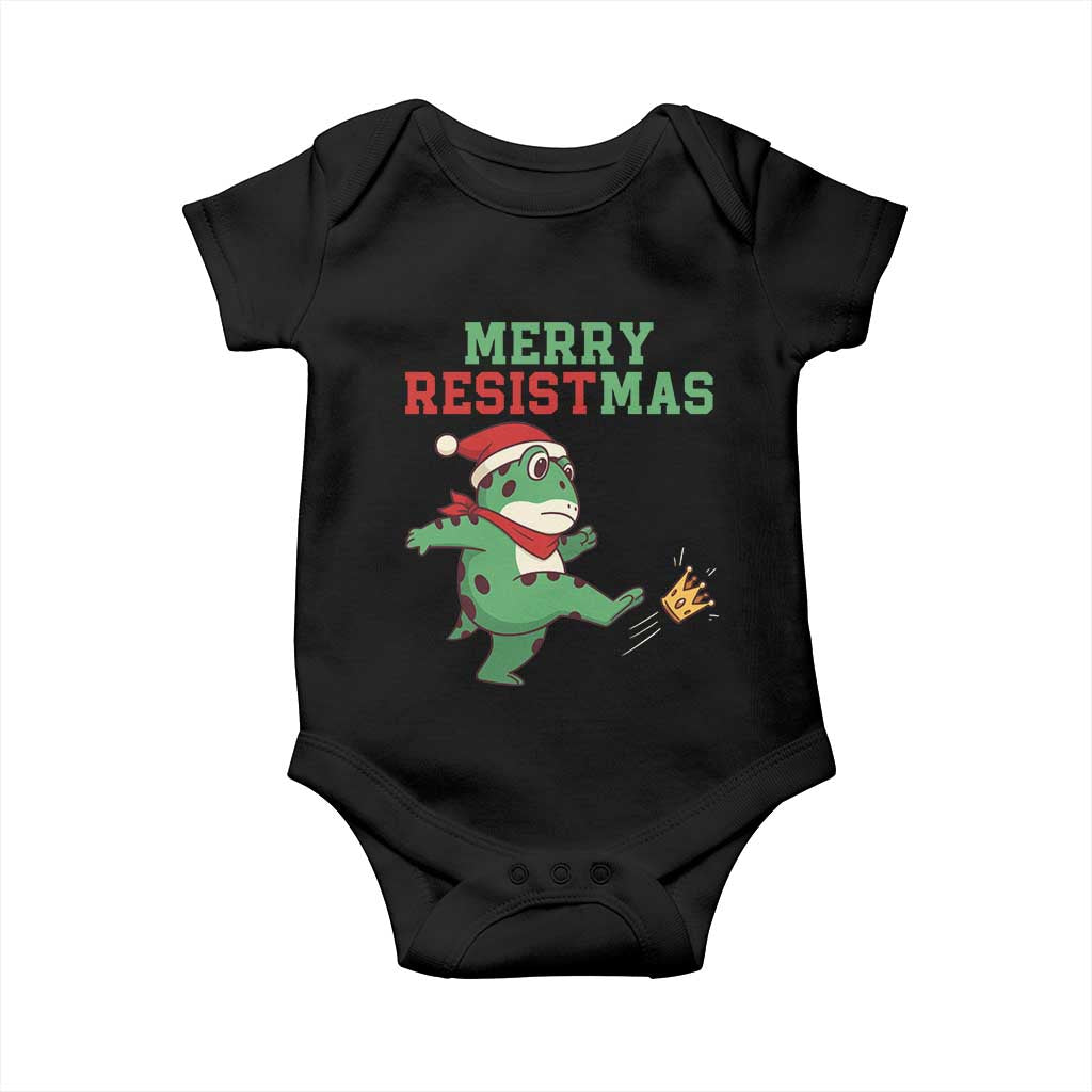 Merry Resistmas Frog Christmas Baby Onesie TS14 Black Print Your Wear