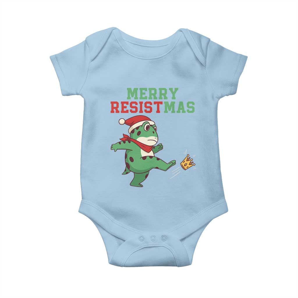 Merry Resistmas Frog Christmas Baby Onesie TS14 Light Blue Print Your Wear