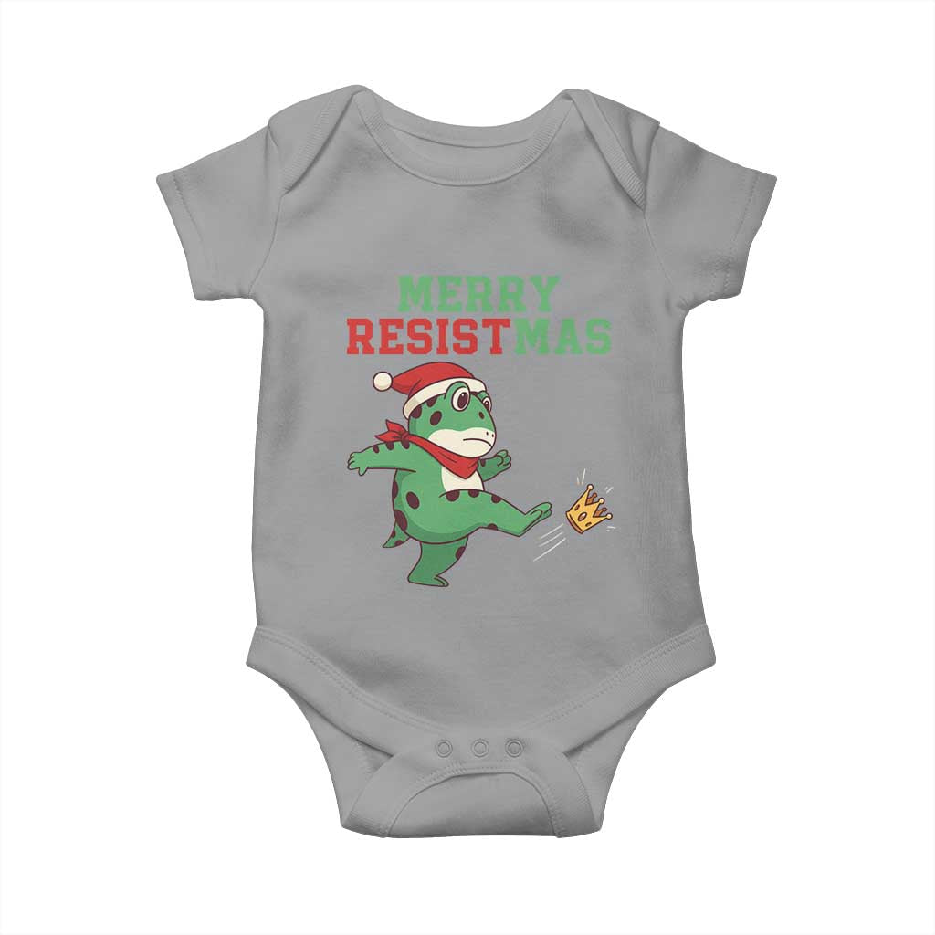 Merry Resistmas Frog Christmas Baby Onesie TS14 Sport Gray Print Your Wear
