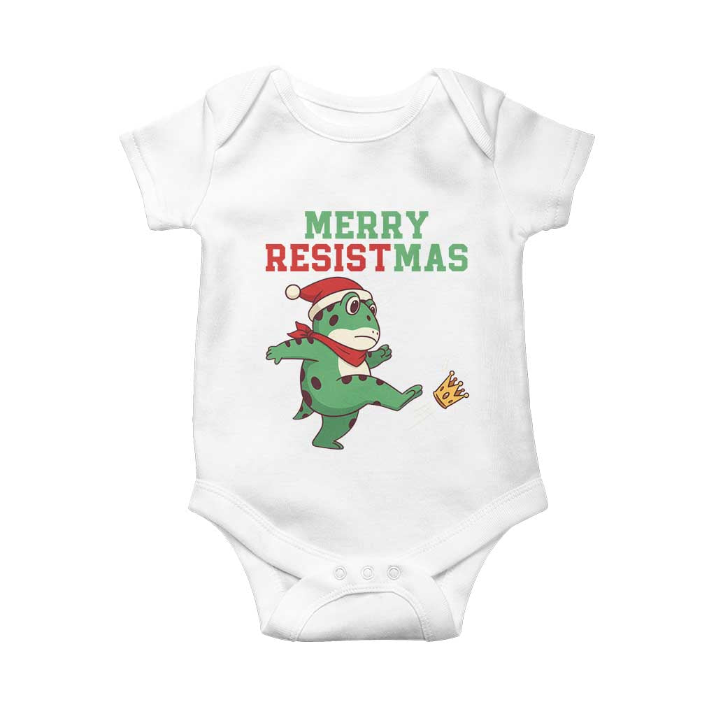 Merry Resistmas Frog Christmas Baby Onesie TS14 White Print Your Wear