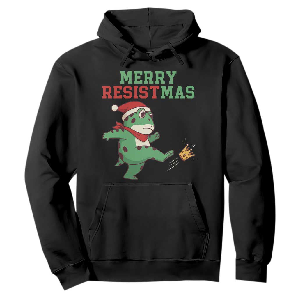 Merry Resistmas Frog Christmas Hoodie TS14 Black Print Your Wear