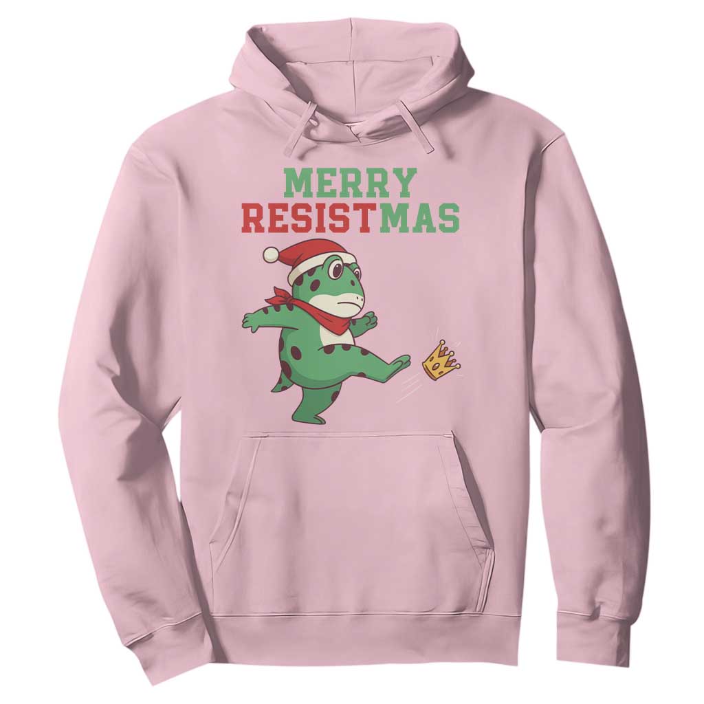 Merry Resistmas Frog Christmas Hoodie TS14 Light Pink Print Your Wear
