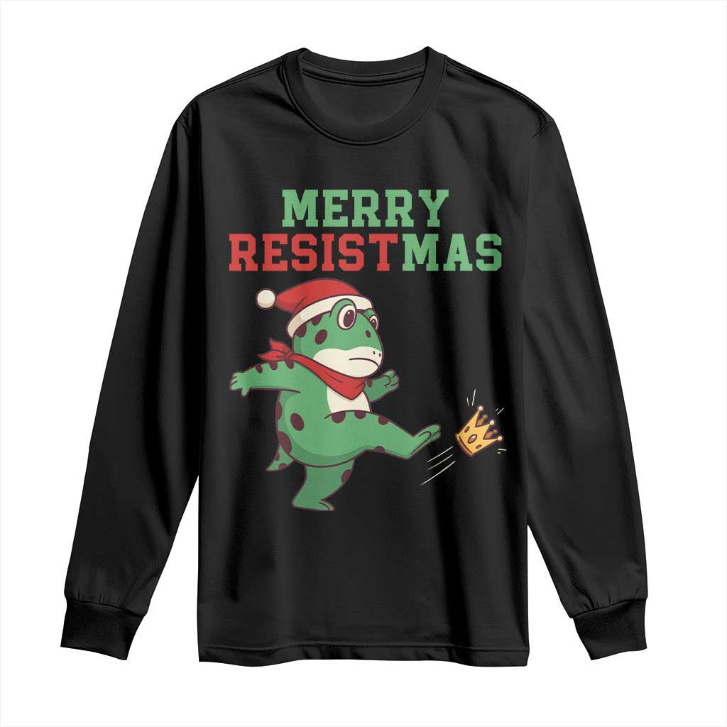 Merry Resistmas Frog Christmas Long Sleeve Shirt TS14 Black Print Your Wear