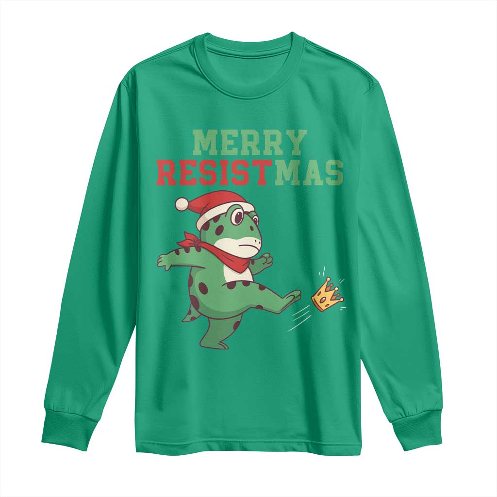 Merry Resistmas Frog Christmas Long Sleeve Shirt TS14 Irish Green Print Your Wear