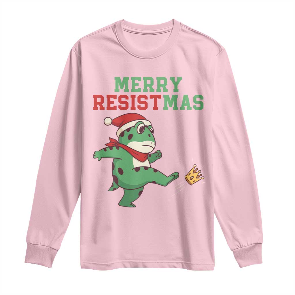 Merry Resistmas Frog Christmas Long Sleeve Shirt TS14 Light Pink Print Your Wear