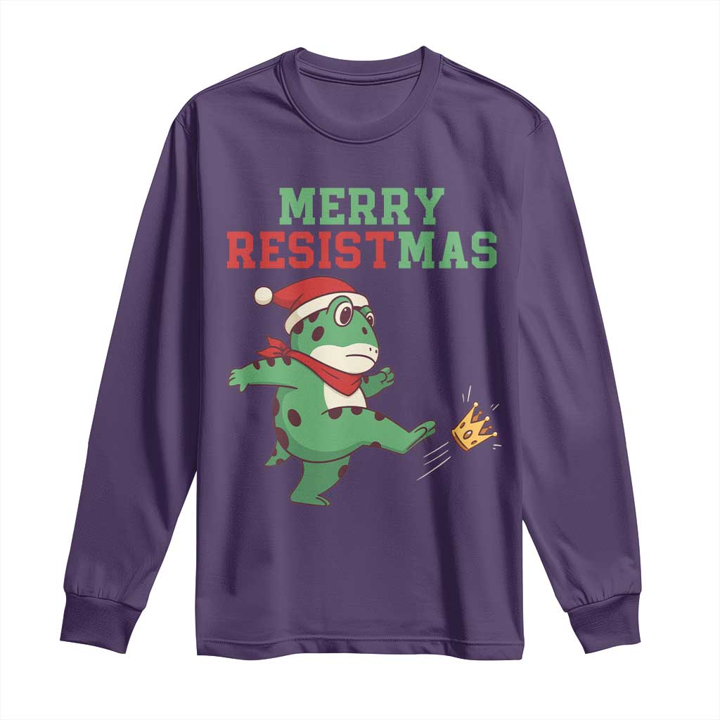 Merry Resistmas Frog Christmas Long Sleeve Shirt TS14 Purple Print Your Wear
