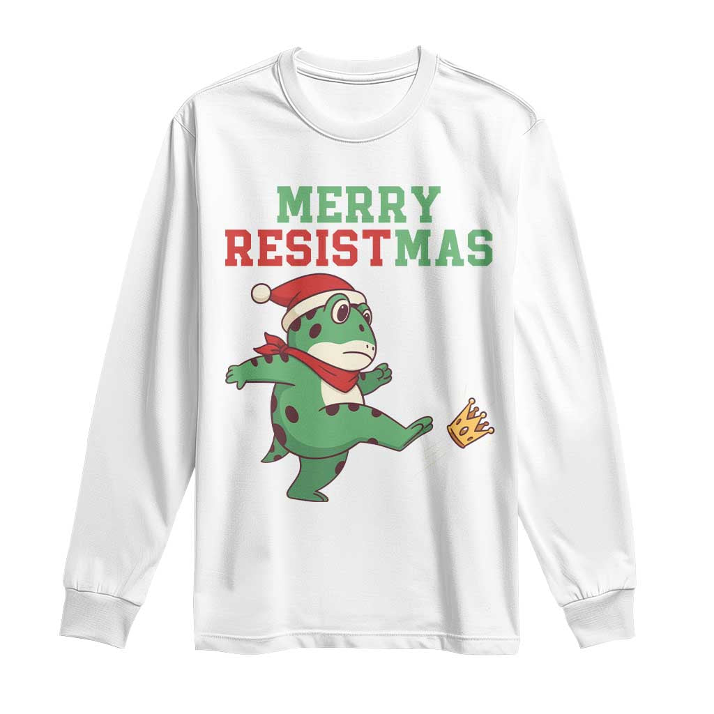 Merry Resistmas Frog Christmas Long Sleeve Shirt TS14 White Print Your Wear