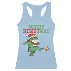 Merry Resistmas Frog Christmas Racerback Tank Top TS14 Light Blue Print Your Wear