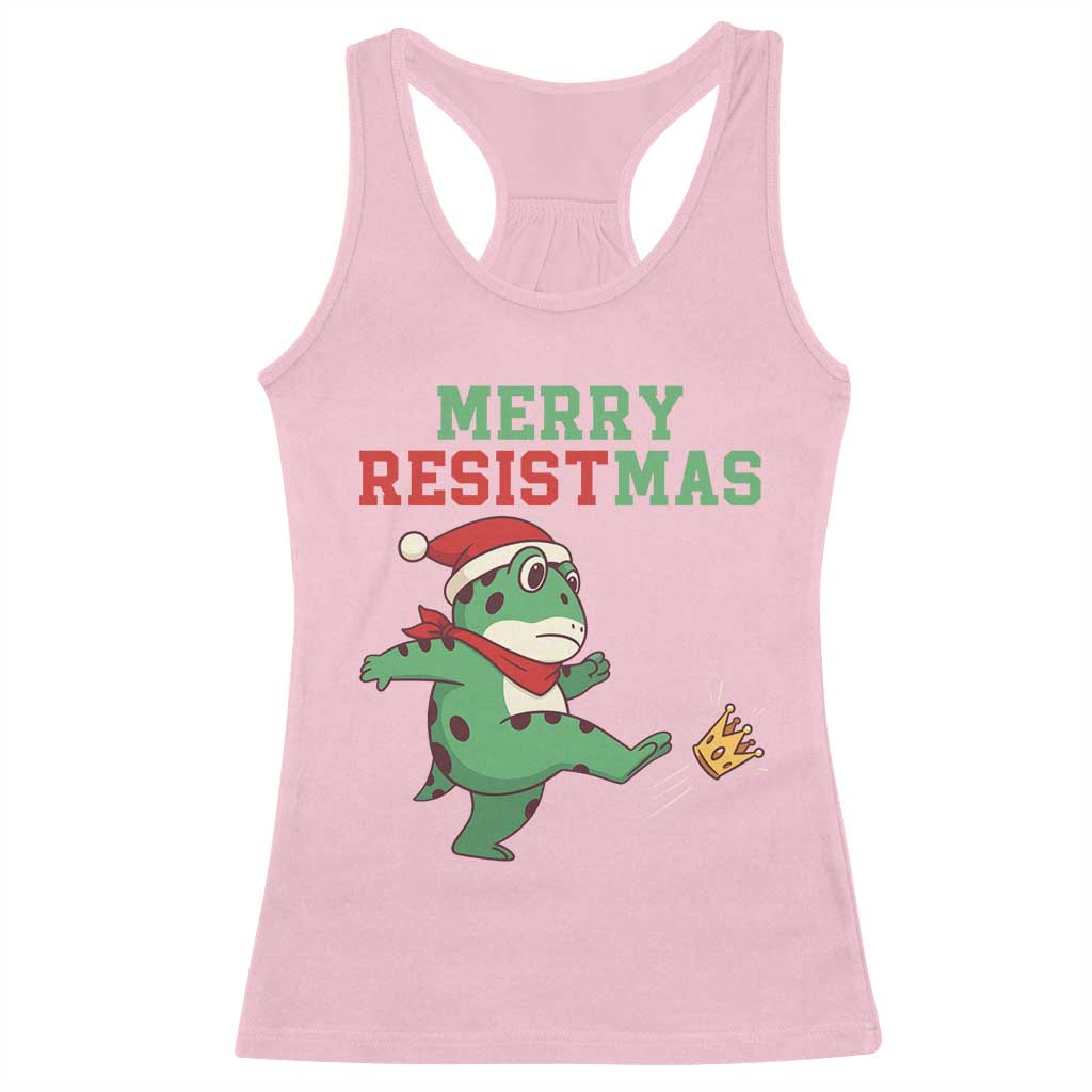 Merry Resistmas Frog Christmas Racerback Tank Top TS14 Light Pink Print Your Wear