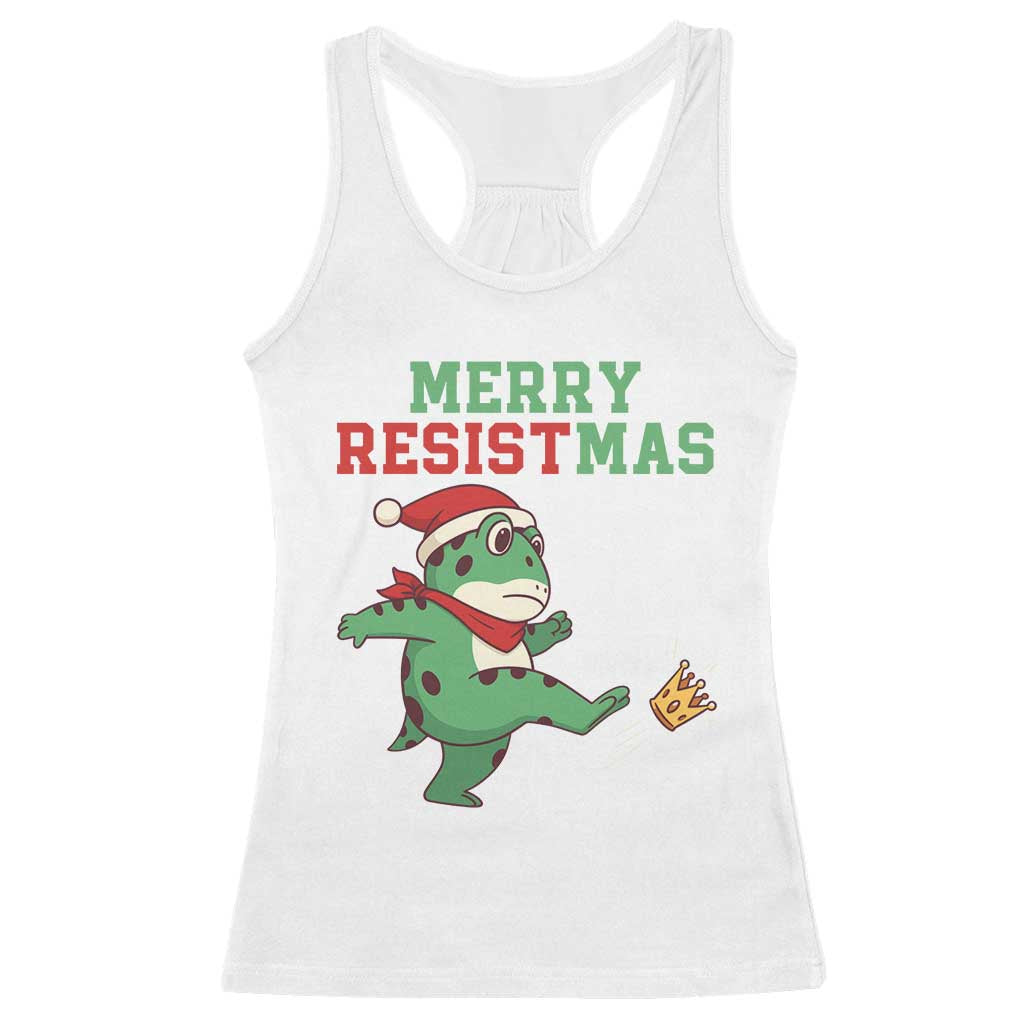 Merry Resistmas Frog Christmas Racerback Tank Top TS14 White Print Your Wear