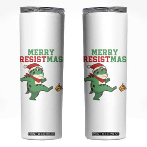 Merry Resistmas Frog Christmas Skinny Tumbler TS14 White Print Your Wear