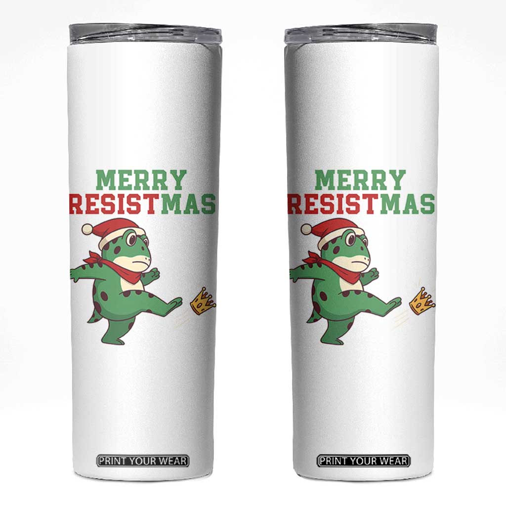 Merry Resistmas Frog Christmas Skinny Tumbler TS14 White Print Your Wear