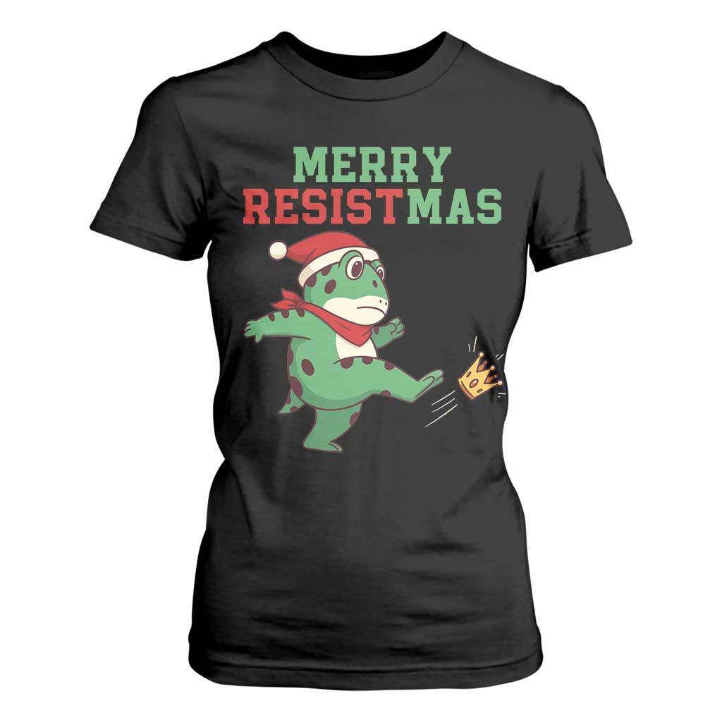 Merry Resistmas Frog Christmas T Shirt For Women - Print Your Wear