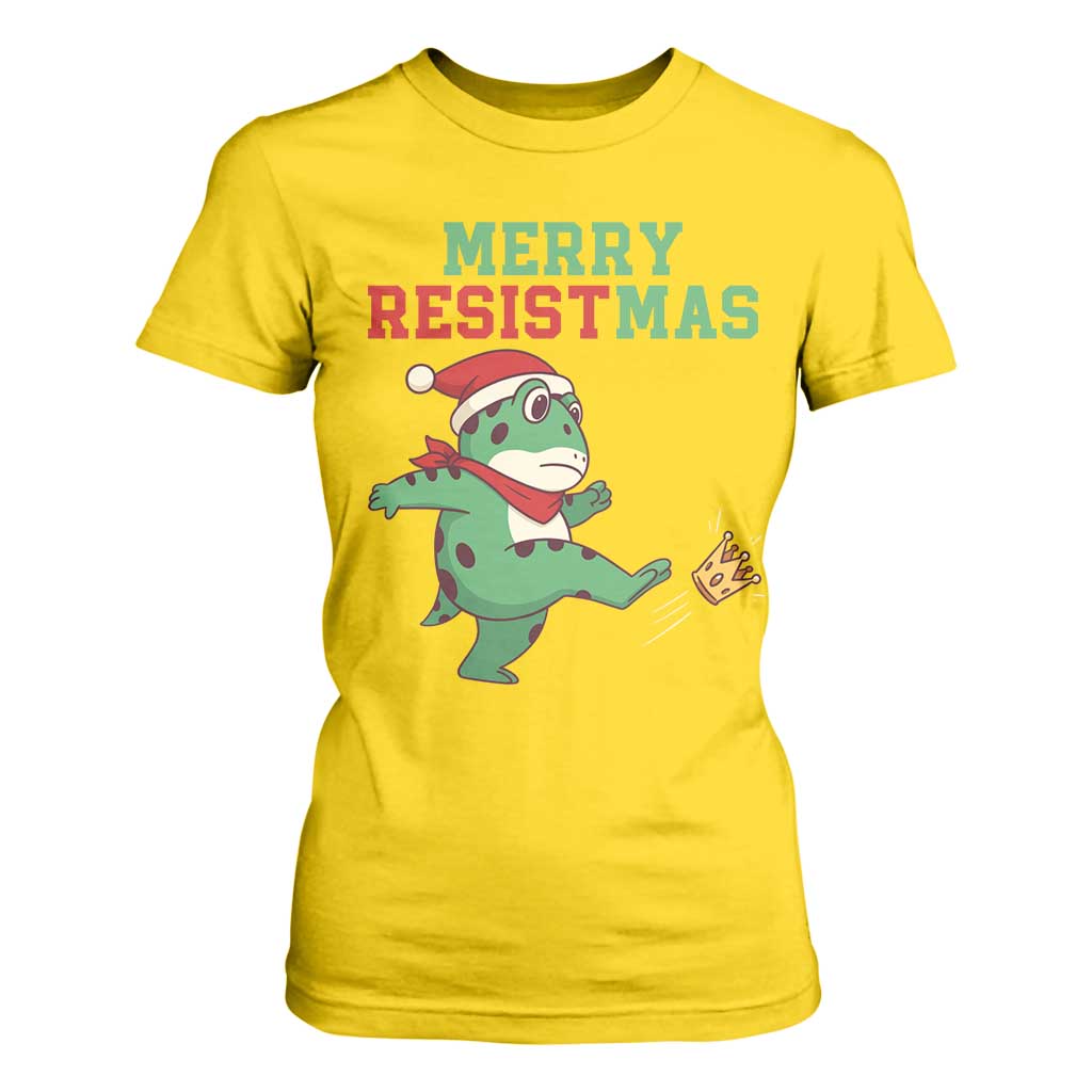 Merry Resistmas Frog Christmas T Shirt For Women - Print Your Wear