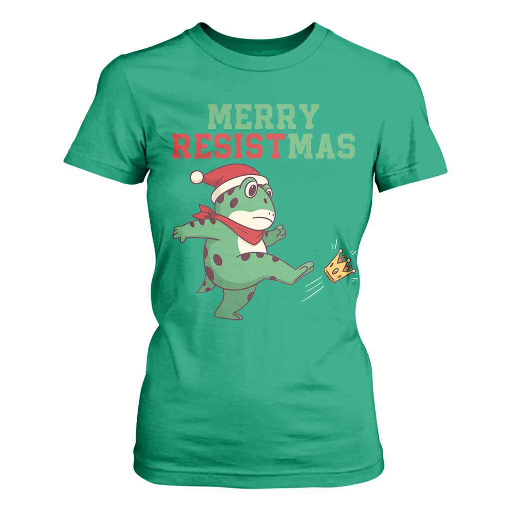 Merry Resistmas Frog Christmas T Shirt For Women - Print Your Wear