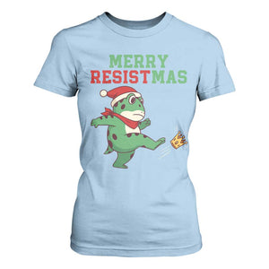 Merry Resistmas Frog Christmas T Shirt For Women TS14 Light Blue Print Your Wear