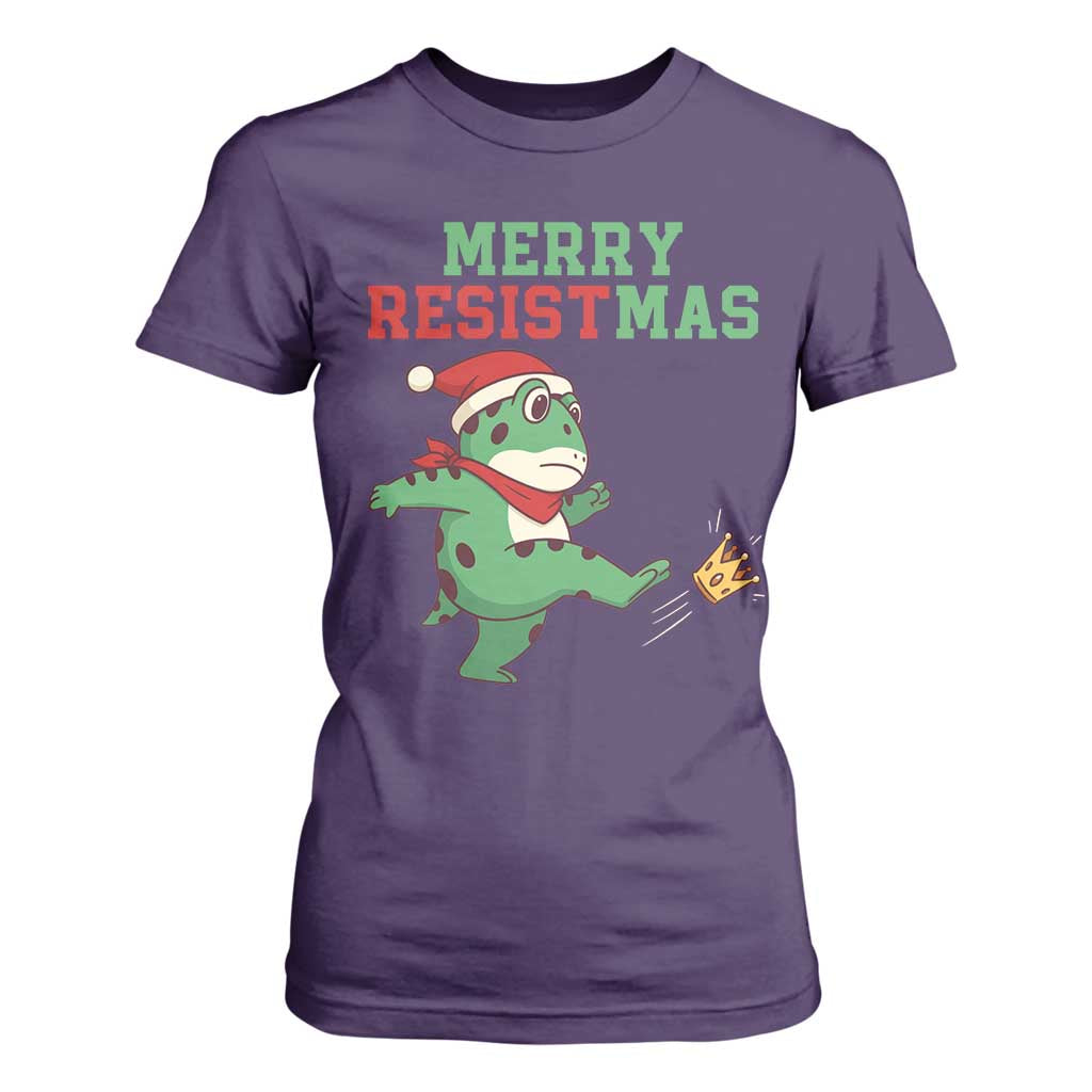 Merry Resistmas Frog Christmas T Shirt For Women - Print Your Wear
