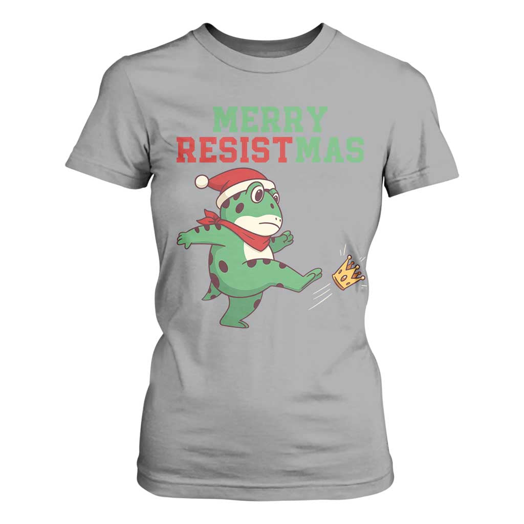 Merry Resistmas Frog Christmas T Shirt For Women - Print Your Wear