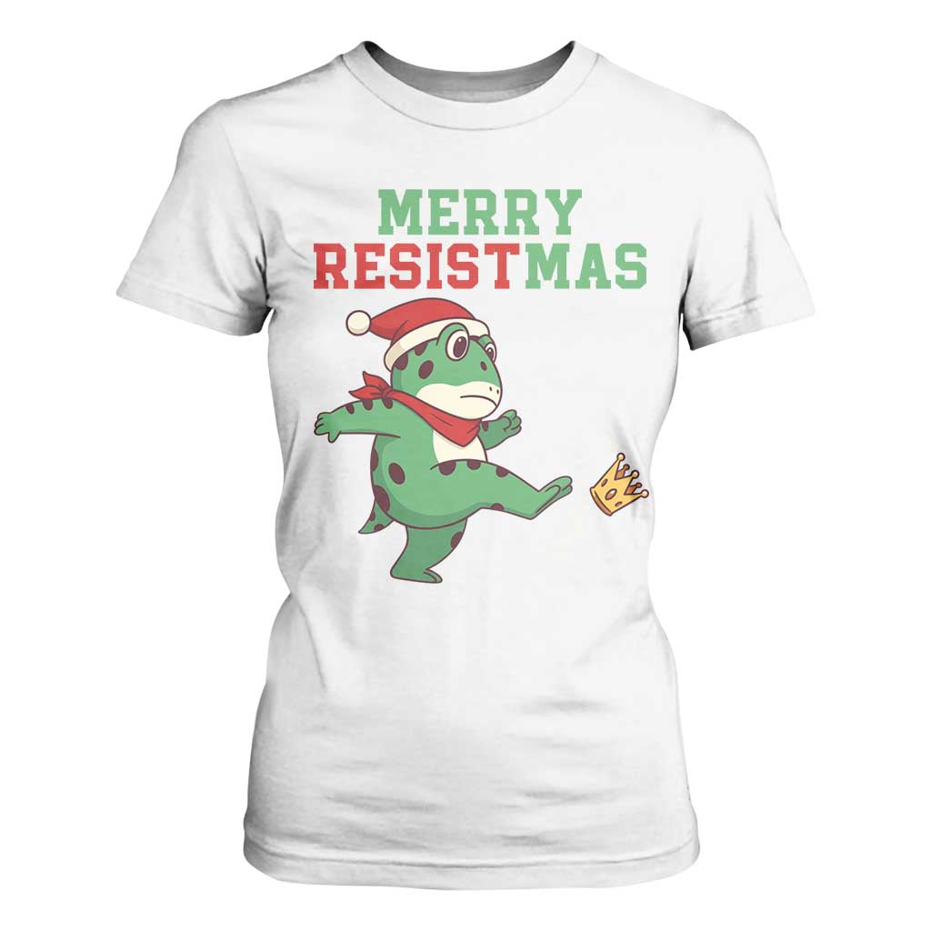 Merry Resistmas Frog Christmas T Shirt For Women - Print Your Wear