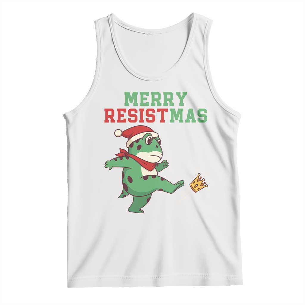 Merry Resistmas Frog Christmas Tank Top TS14 White Print Your Wear