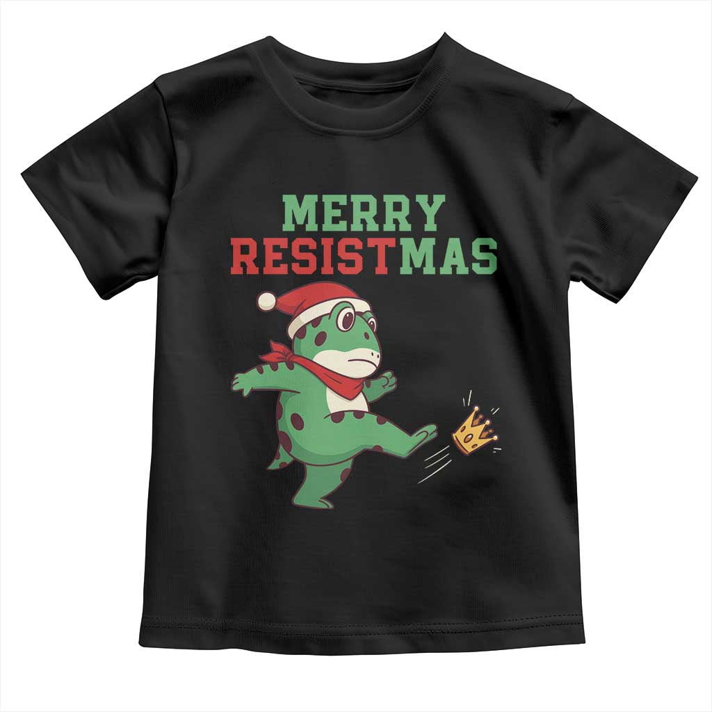 Merry Resistmas Frog Christmas Toddler T Shirt TS14 Black Print Your Wear