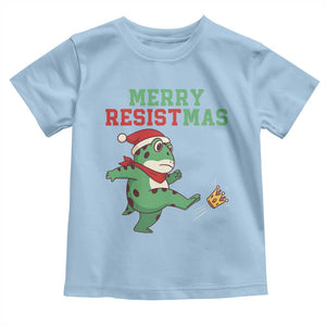 Merry Resistmas Frog Christmas Toddler T Shirt TS14 Light Blue Print Your Wear