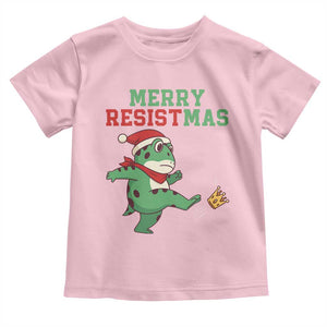 Merry Resistmas Frog Christmas Toddler T Shirt TS14 Light Pink Print Your Wear