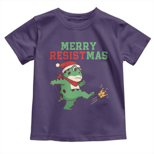 Merry Resistmas Frog Christmas Toddler T Shirt TS14 Purple Print Your Wear