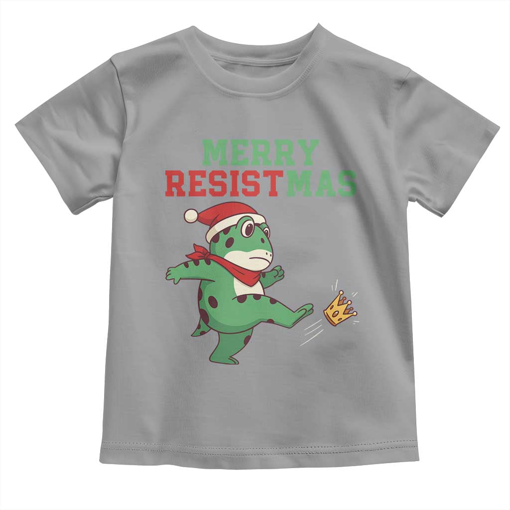 Merry Resistmas Frog Christmas Toddler T Shirt TS14 Sport Gray Print Your Wear