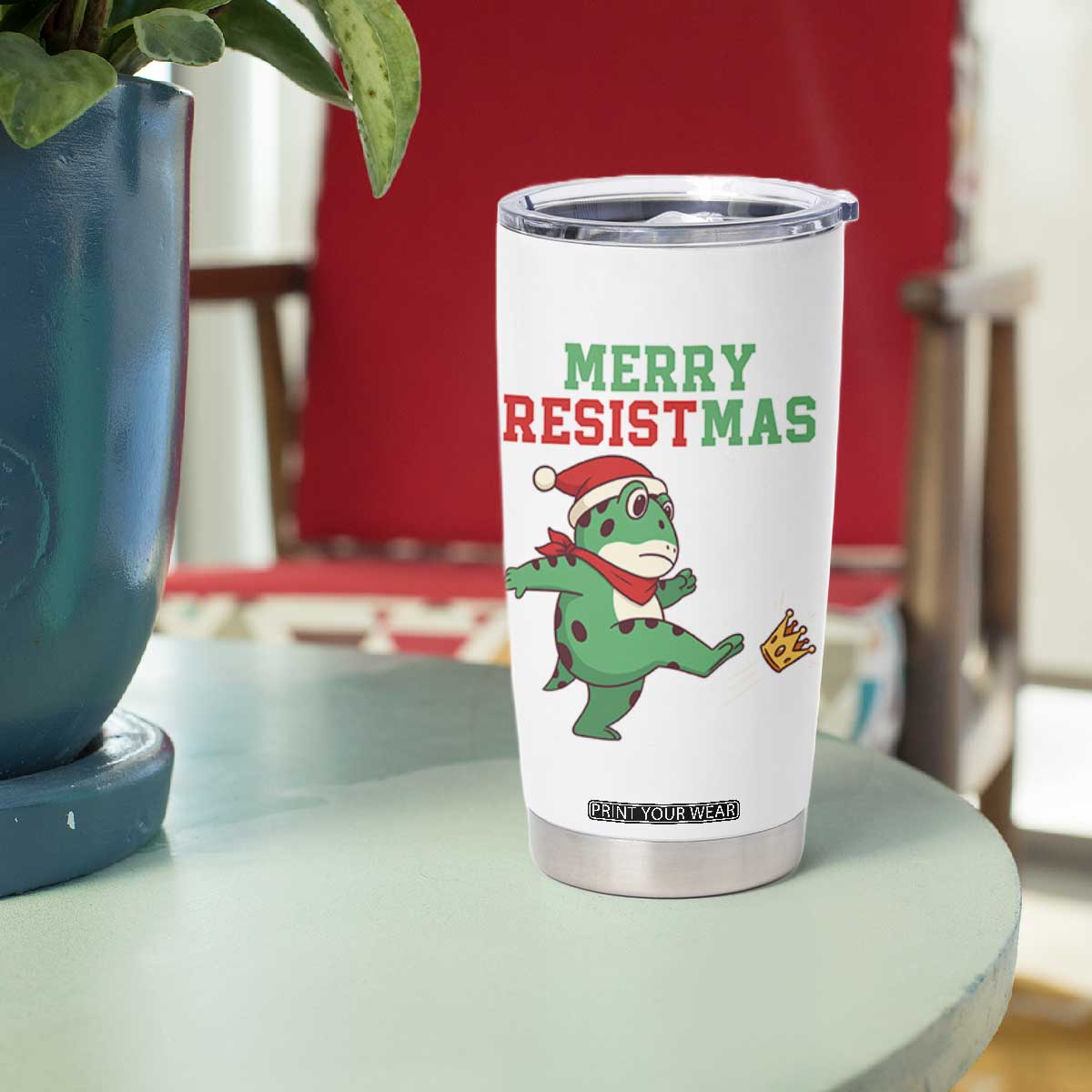 Merry Resistmas Frog Christmas Tumbler Cup TS14 Print Your Wear