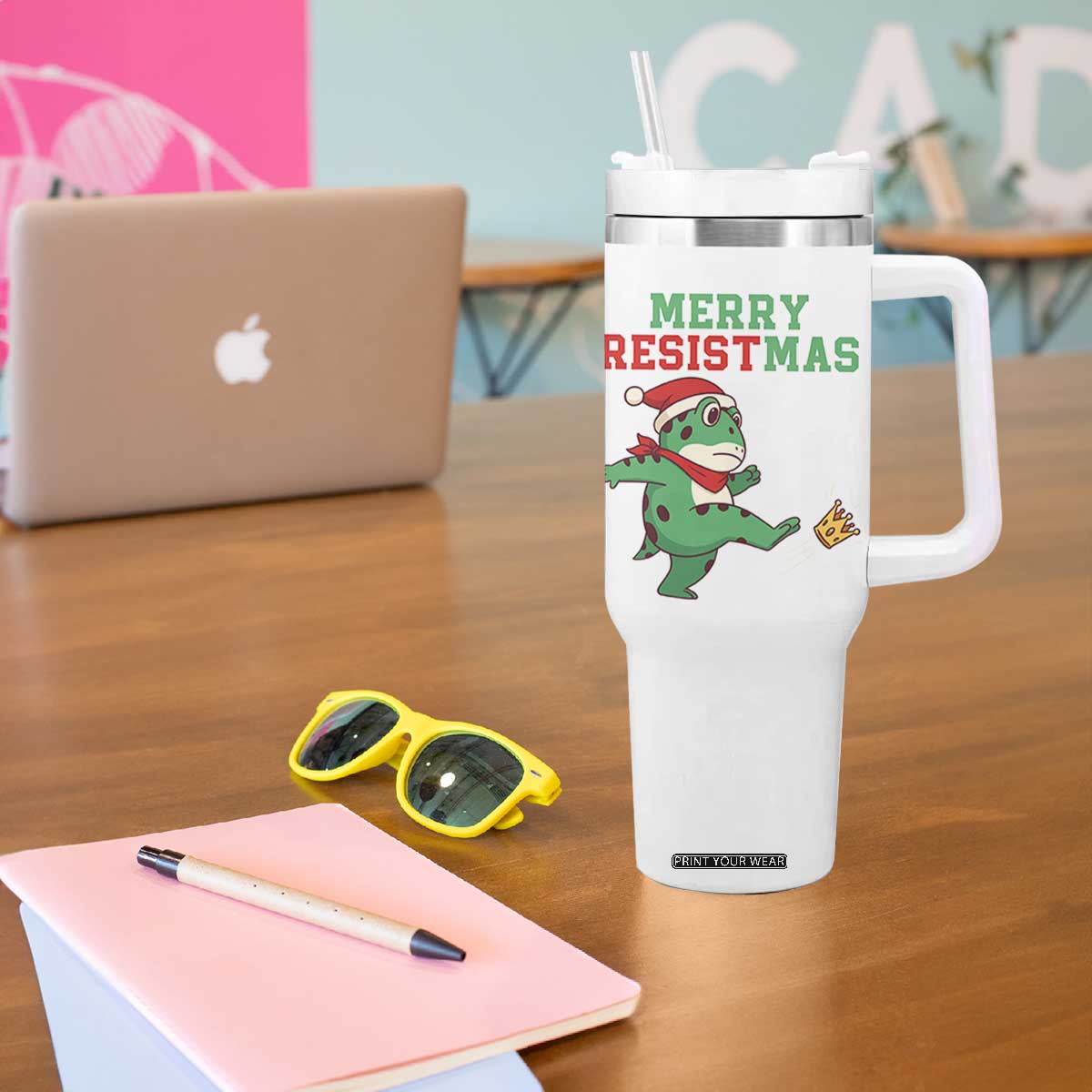 Merry Resistmas Frog Christmas Tumbler With Handle TS14 Print Your Wear