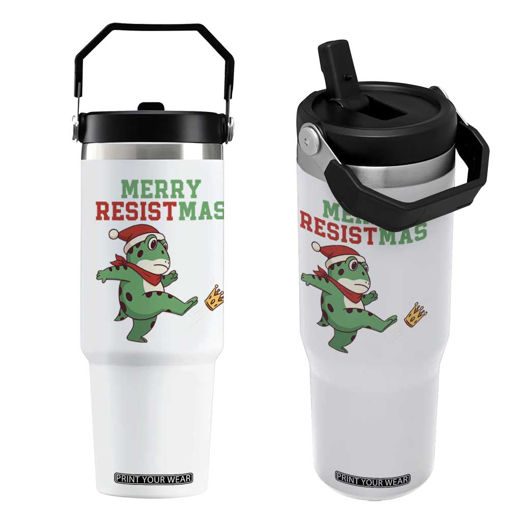 Merry Resistmas Frog Christmas Flip Straw Tumbler TS14 One Size: 30 oz White Print Your Wear