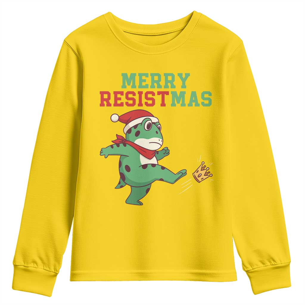 Merry Resistmas Frog Christmas Youth Sweatshirt TS14 Daisy Print Your Wear