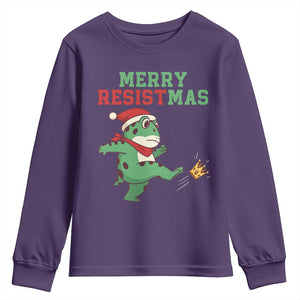 Merry Resistmas Frog Christmas Youth Sweatshirt TS14 Purple Print Your Wear