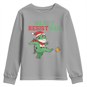 Merry Resistmas Frog Christmas Youth Sweatshirt TS14 Sport Gray Print Your Wear