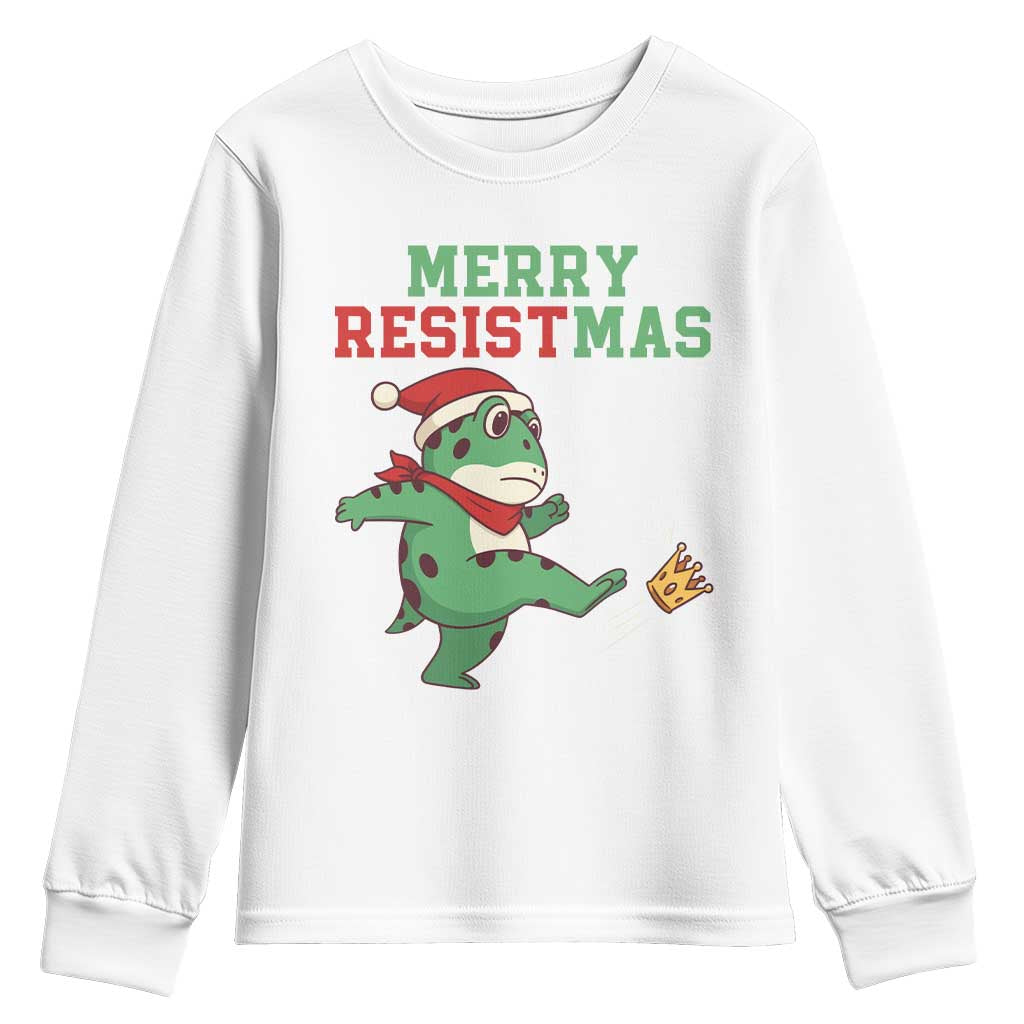 Merry Resistmas Frog Christmas Youth Sweatshirt TS14 White Print Your Wear