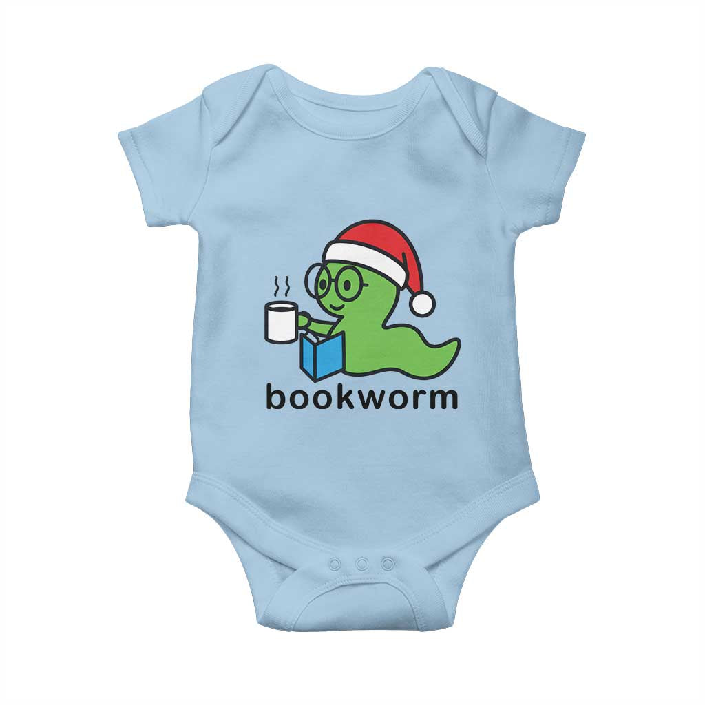 Bookworm Christmas Baby Onesie Reading Book Lover TS14 Light Blue Print Your Wear