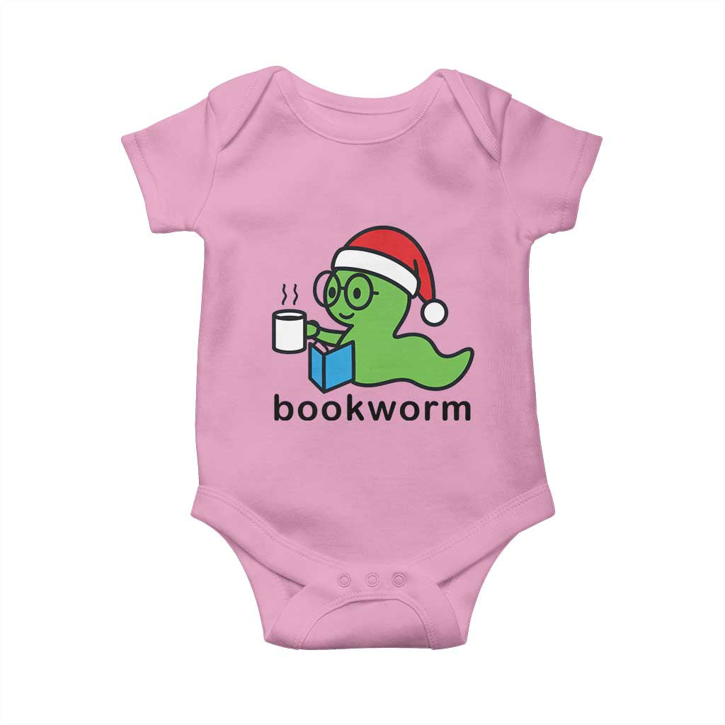 Bookworm Christmas Baby Onesie Reading Book Lover TS14 Light Pink Print Your Wear